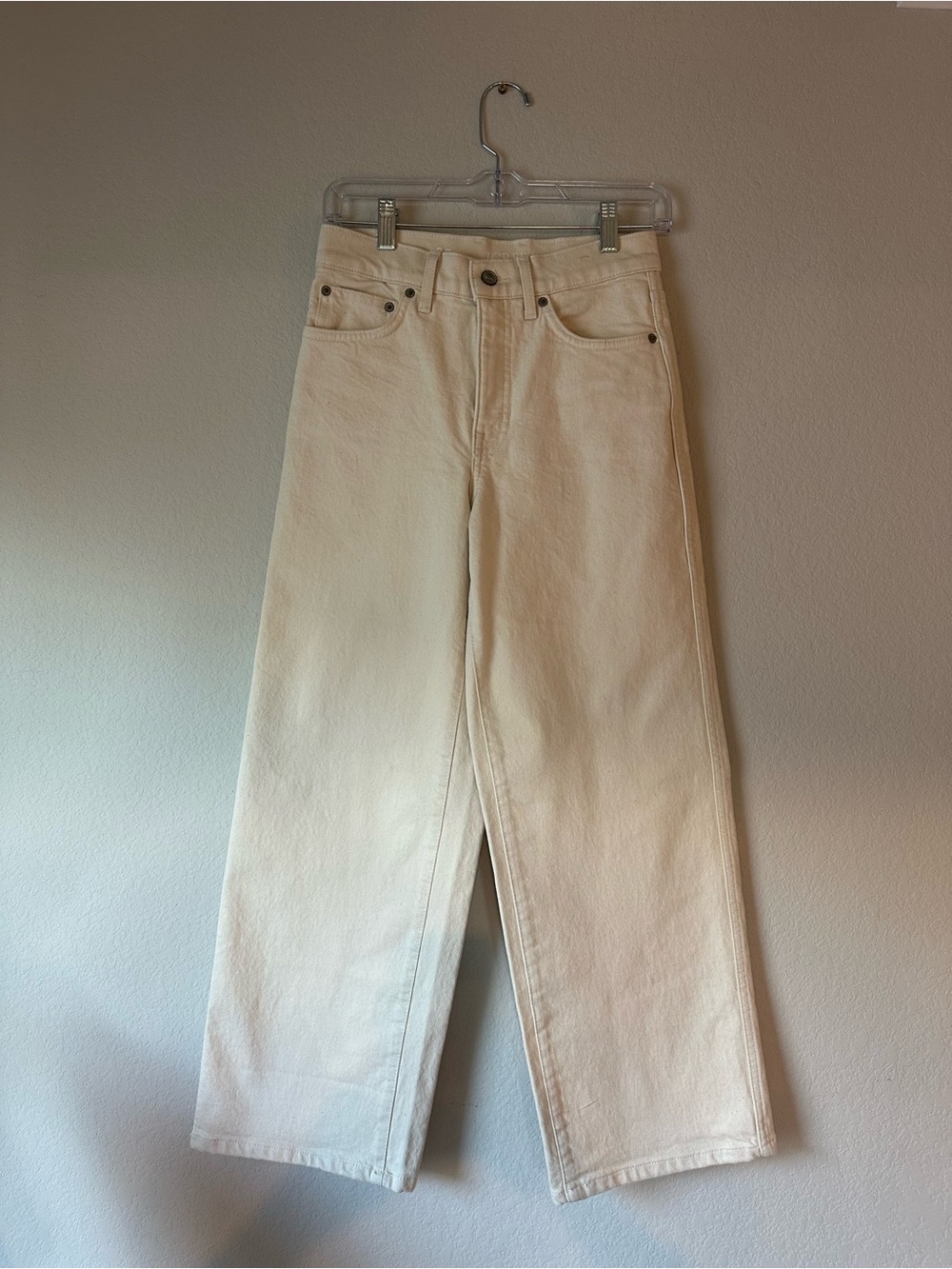 NWOT J.Crew Everyday Wide-Leg Ankle Jeans Ecru Size 25 CR392